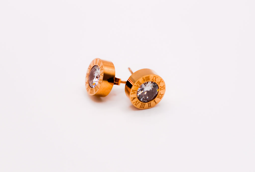 Rosy Luminary Round Earrings – Elegant Rose Gold Jewelry for Women