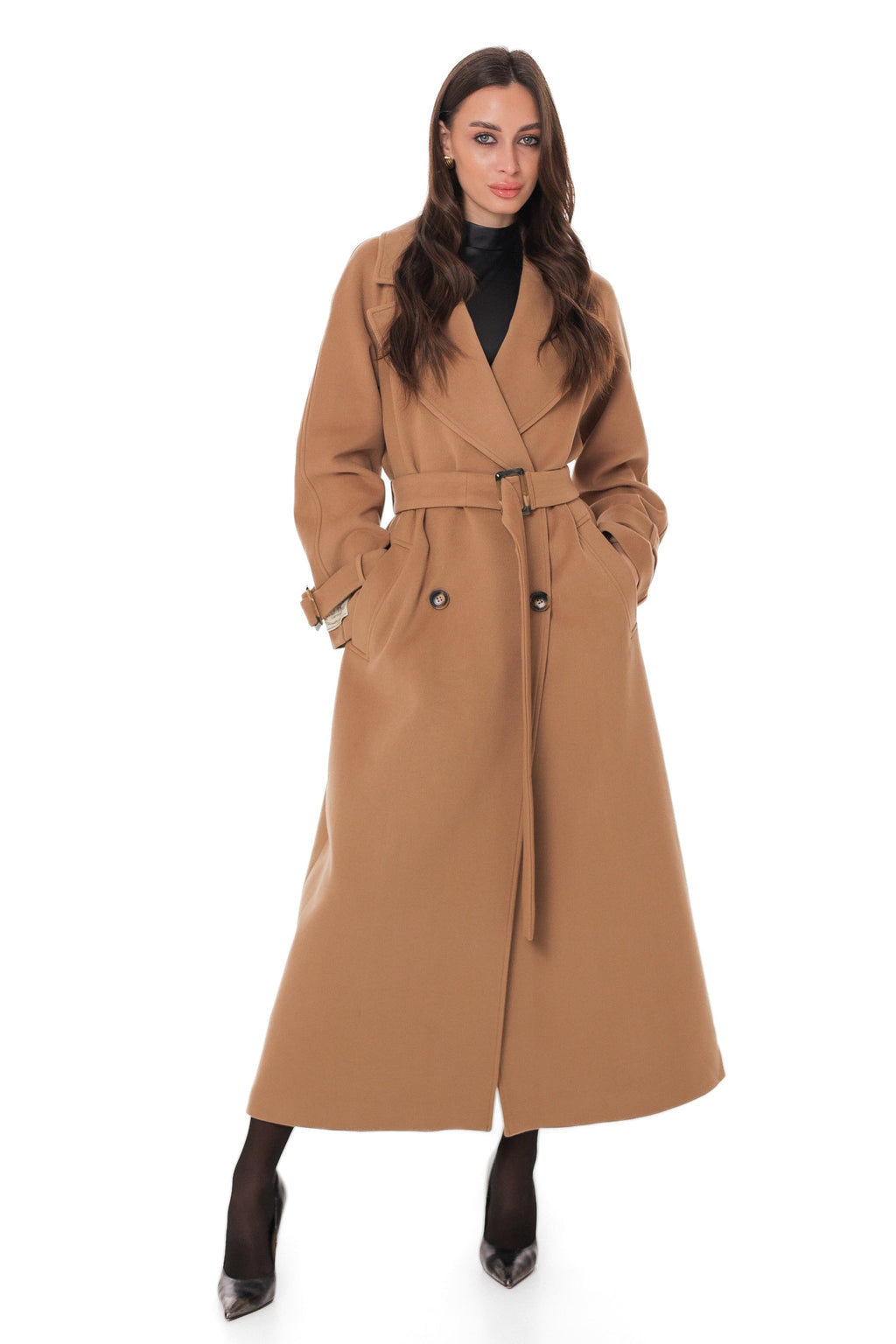 Madeline Cashmere Wool Blend Overcoat in Camel