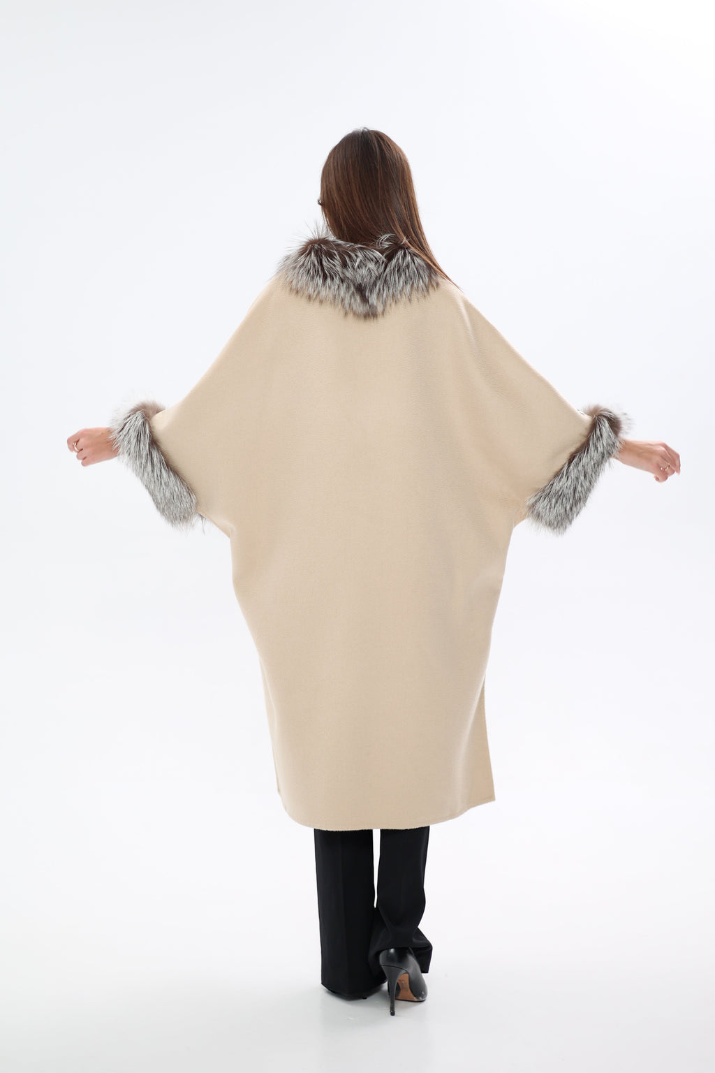 Saga®Furs Silver Fox Wool Cashmere Coat