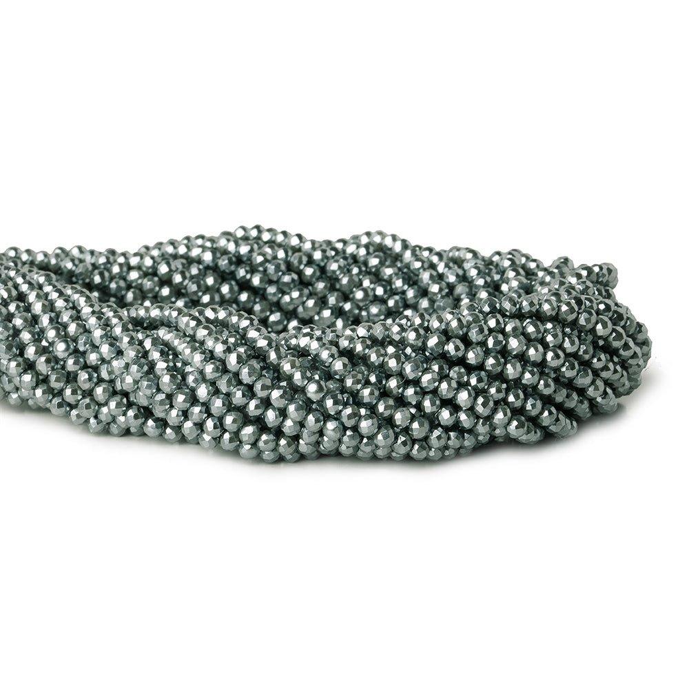 3mm Metallic Grey Shell Pearl micro faceted round beads 13 inch 133 pieces