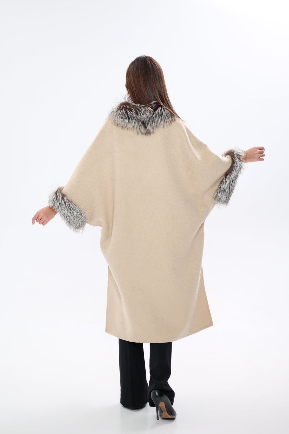 Saga®Furs Silver Fox Wool Cashmere Coat