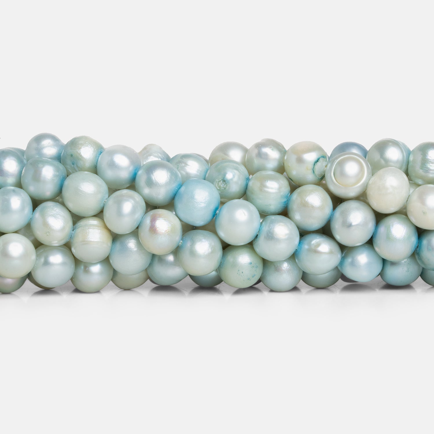 6-7mm Aqua Blue Shaded Baroque Freshwater Pearls 14 inch 55 beads