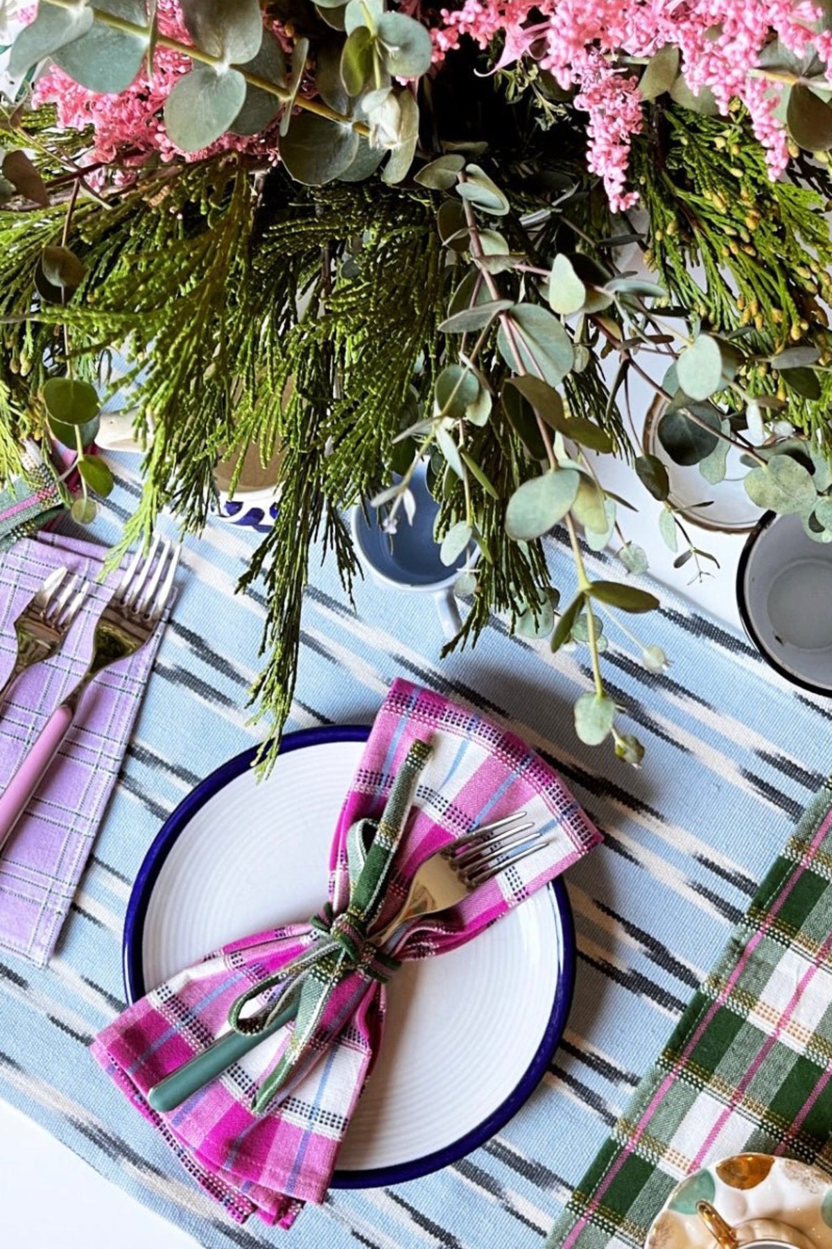 San Andres Gingham Pink & White Napkins