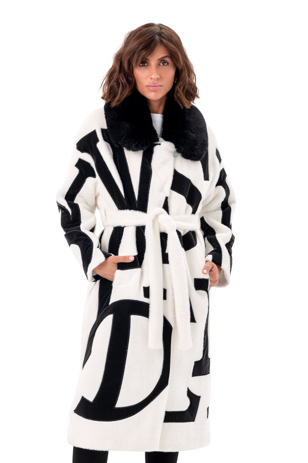 Pre-Order. Re-Stock Ships October 2026. Maru Eco Fur Intarsia Winter Coat