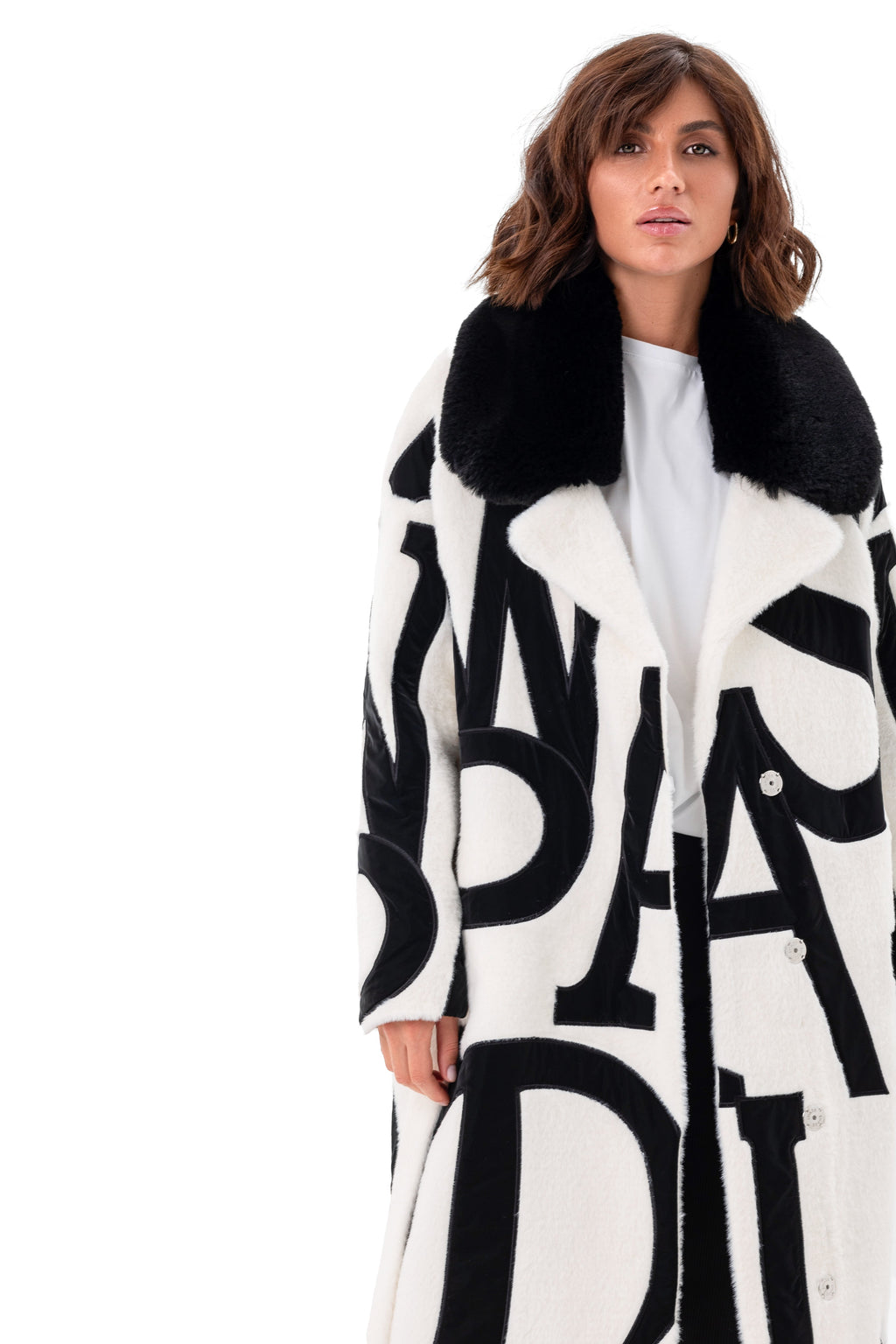 Pre-Order. Re-Stock Ships October 2026. Maru Eco Fur Intarsia Winter Coat