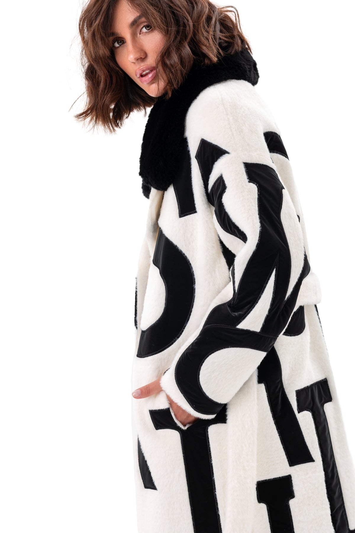 Pre-Order. Re-Stock Ships October 2026. Maru Eco Fur Intarsia Winter Coat