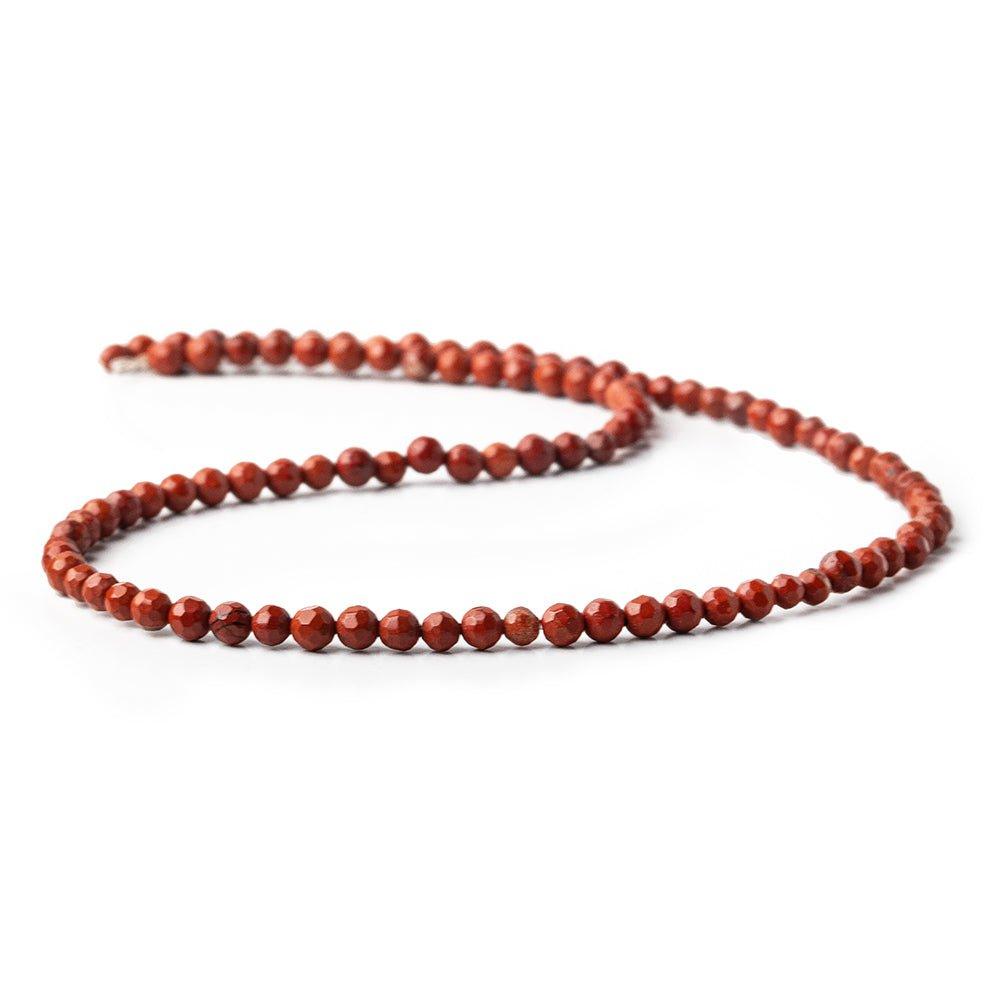 4mm Red Jasper Faceted Round Beads, 14 inch