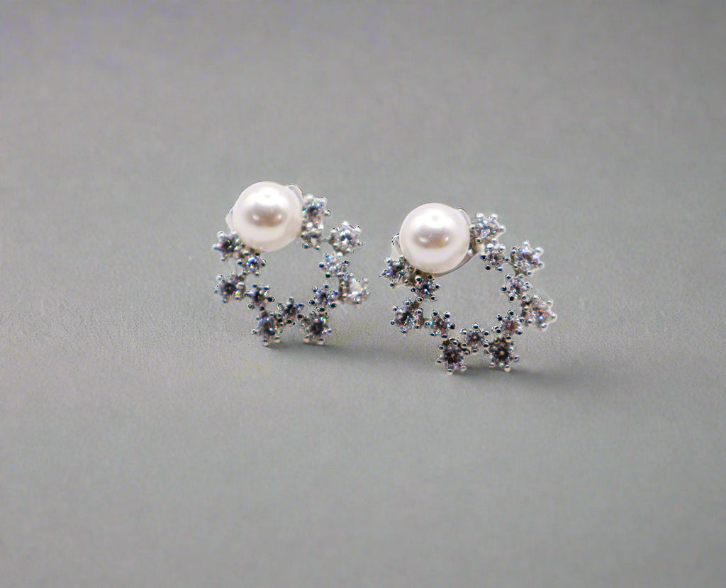 Pearlescent Elegance White Gold Earrings