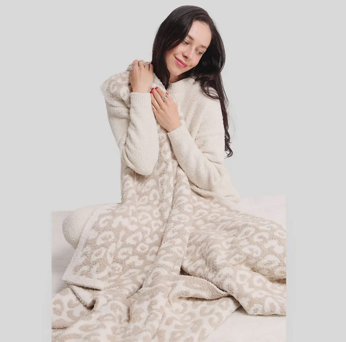 Super Soft Leopard Blanket in Tan