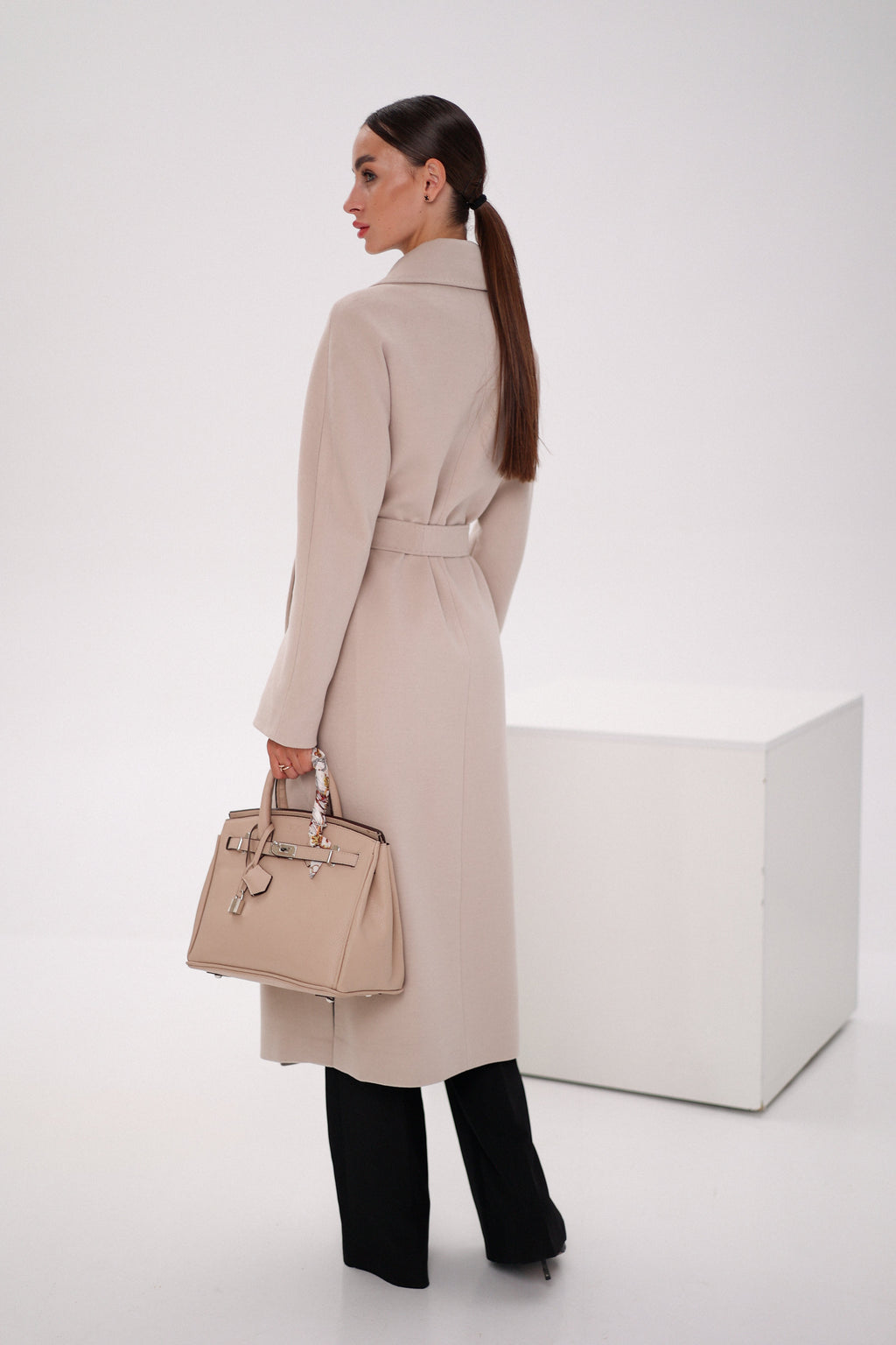 Cambridge Comfort Wraparound Wool Cashmere Coat in Nude