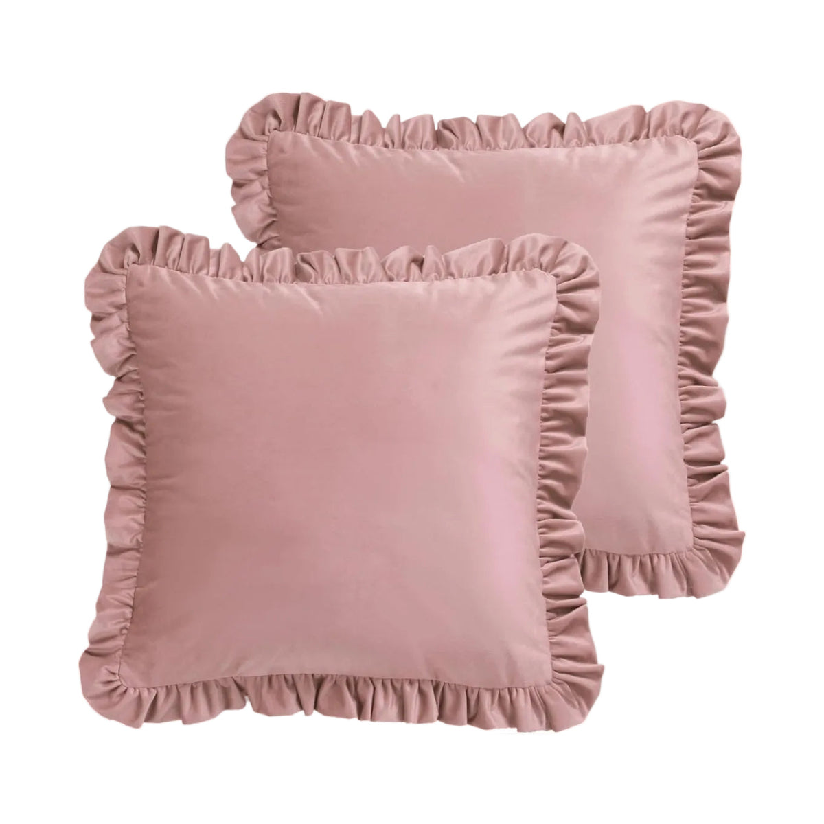 Pink Velvet Ruffle Pillow - 22" x 22"