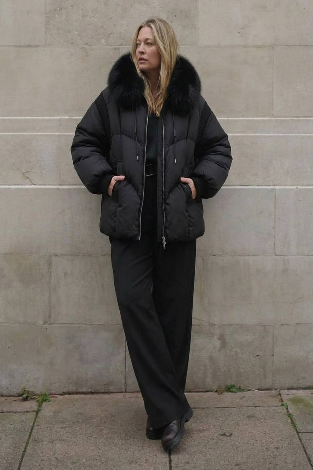Mallory Genuine Fur Trim Down Fill Jacket