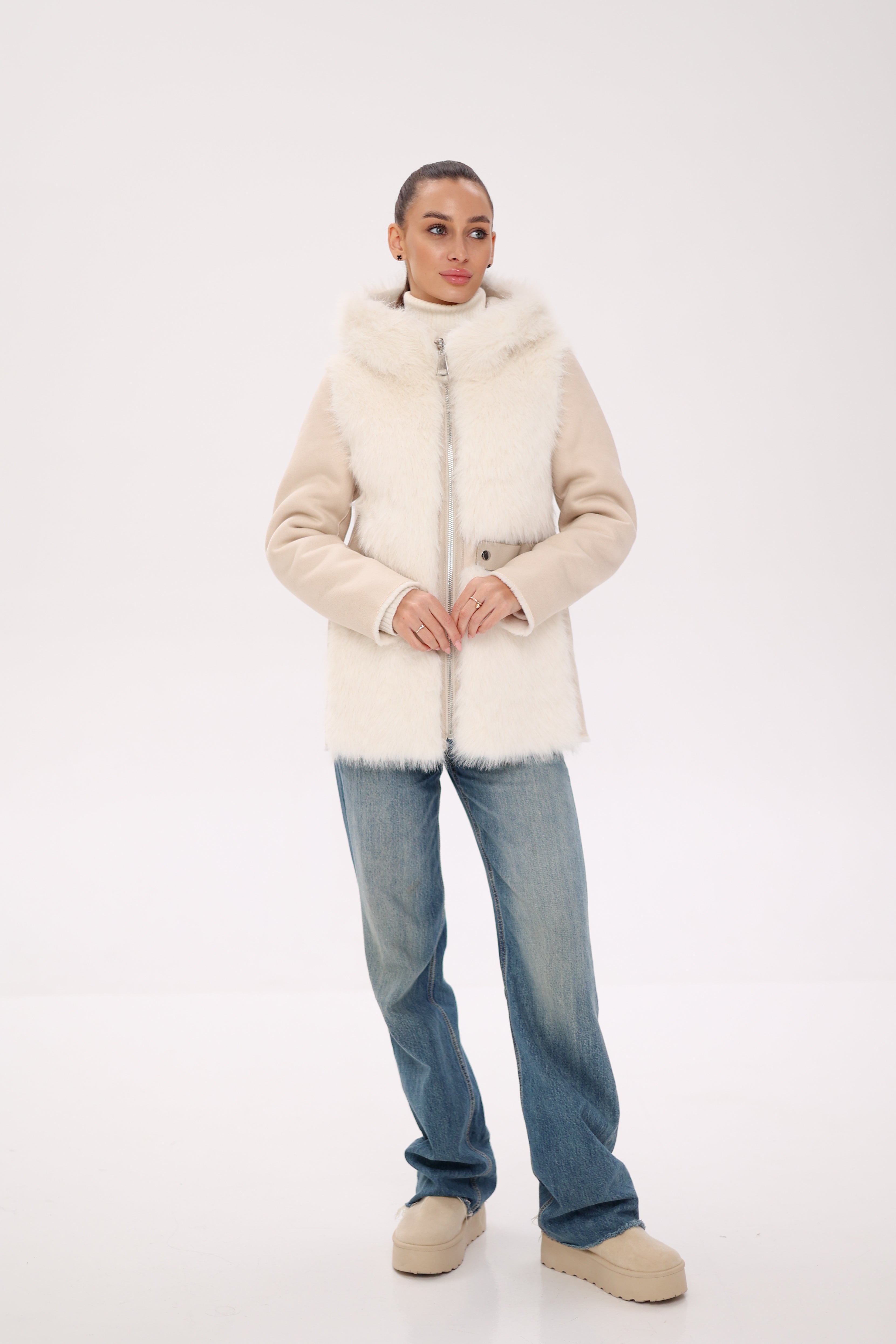 ⇆ Reversible Hooded Wool Blend Jacket