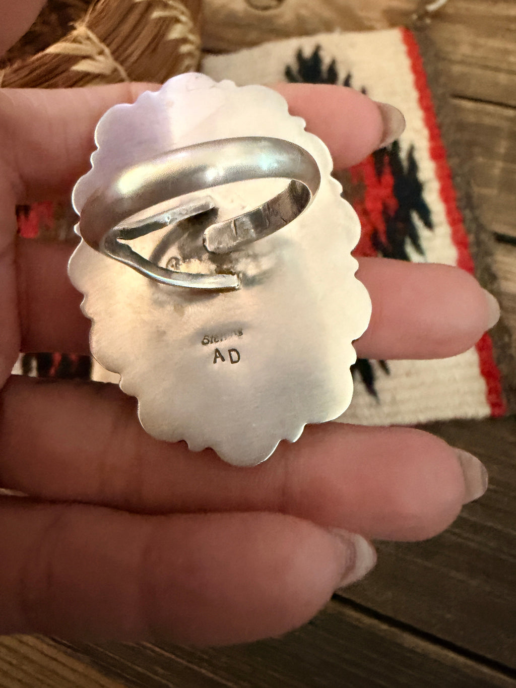 Handcrafted Kingman Turquoise & Sterling Silver Cluster Adjustable Ring by Aaron David