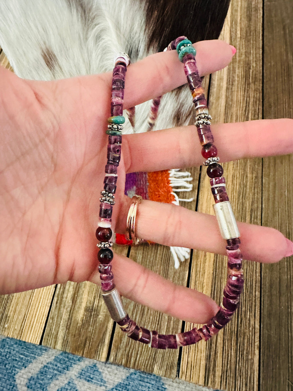 Handcrafted Multi Stone & Sterling Silver Beaded 18” Necklace by T & R Singer