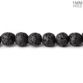 6mm Black Lava Rock plain rounds waxed 16 inch 64 beads