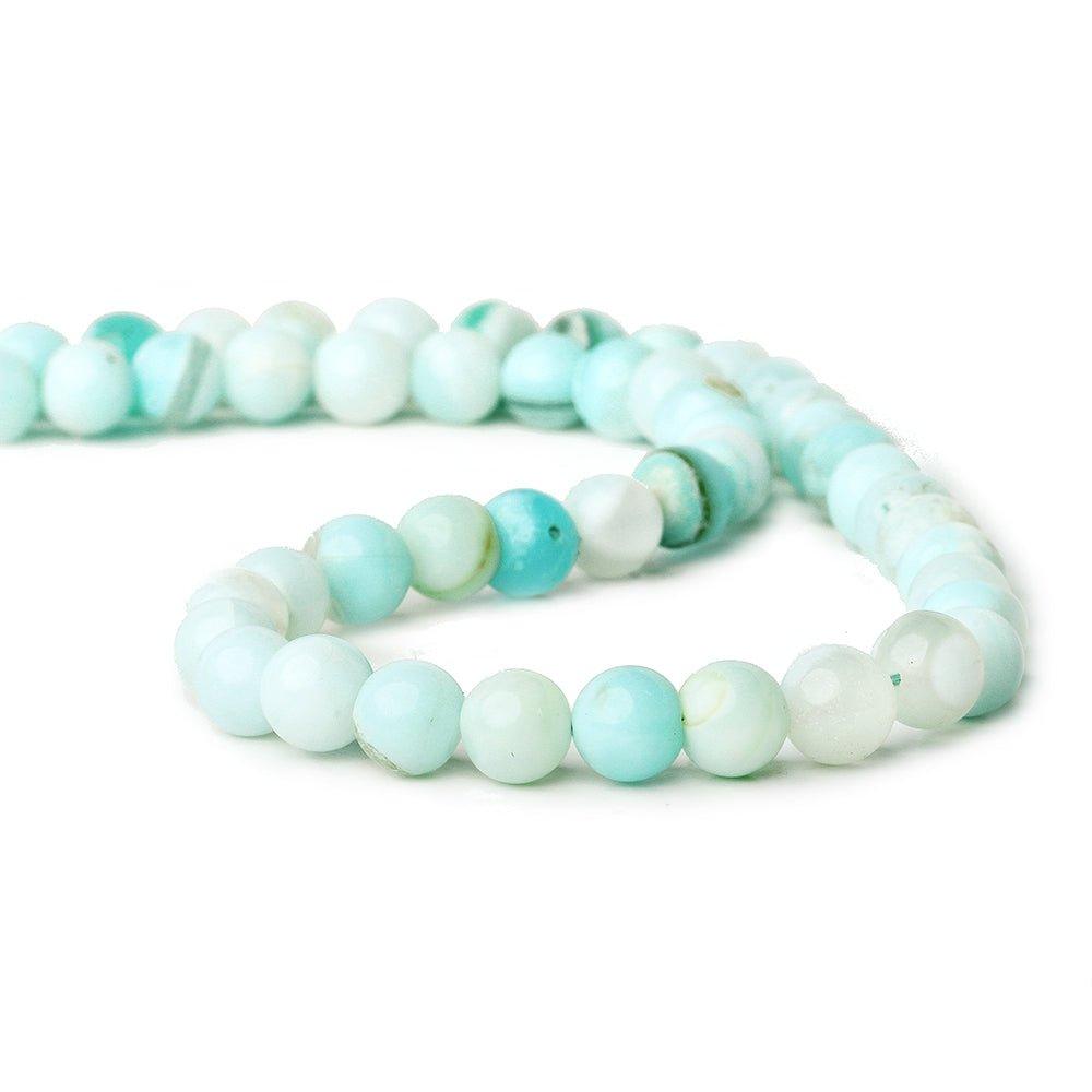 6mm Blue Opal plain round beads 13 inch 55 pieces