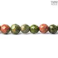 6mm Unakite Faceted Round Beads, 14 inch
