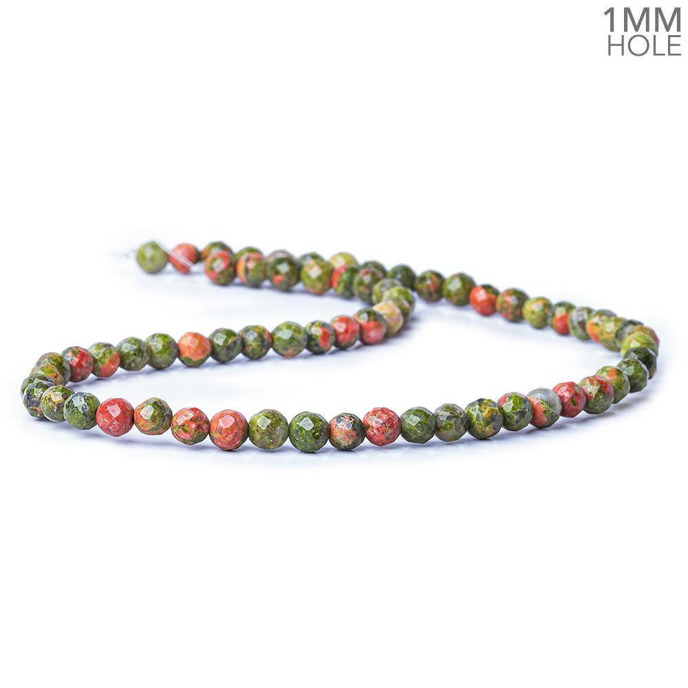 6mm Unakite Faceted Round Beads, 14 inch