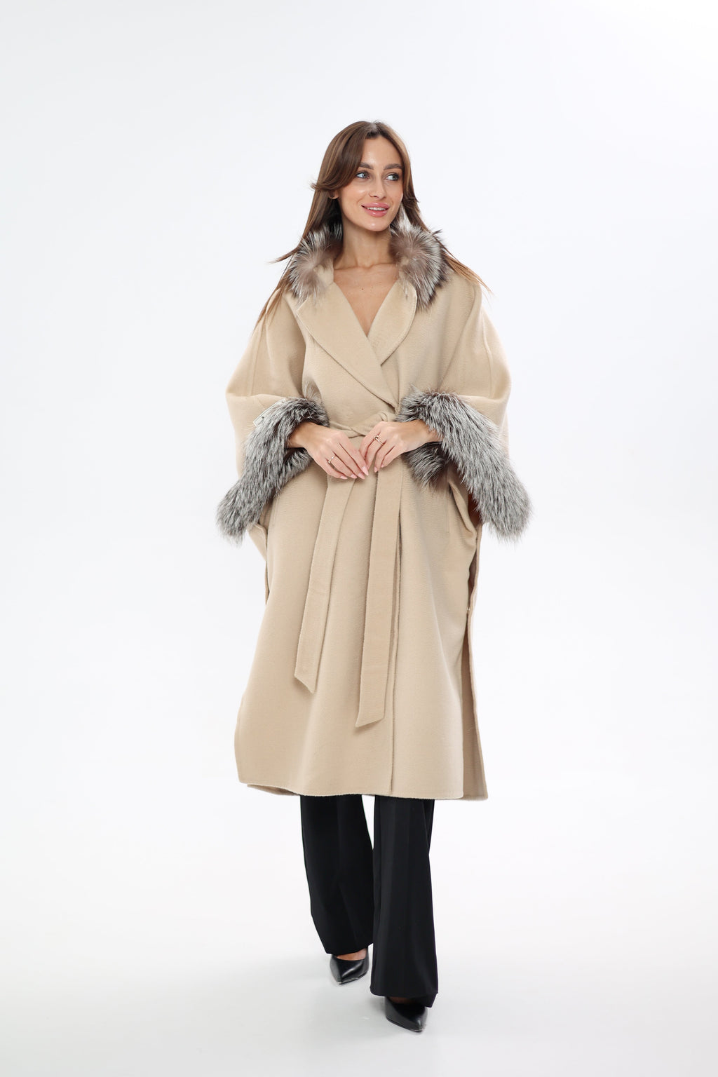 Saga®Furs Silver Fox Wool Cashmere Coat