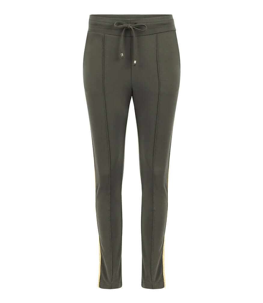 Army Green W/ Gold Stripe Sweatpants
