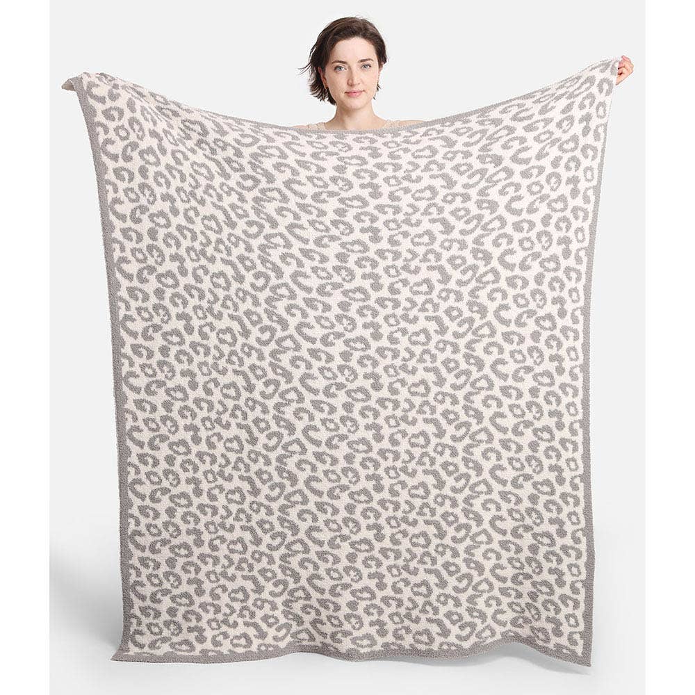 Super Soft Leopard Blanket in Gray