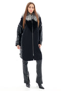 Genuine Silver Fox Fur Italian Cashmere Wool Freudenberg Comfortemp® Coat
