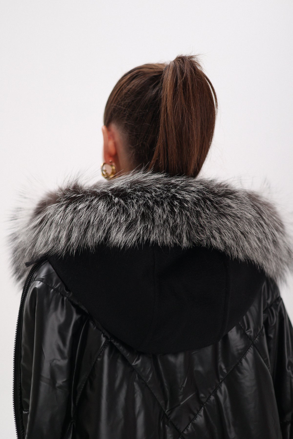 Saga®Furs Silver Fox Wool Cashmere Poncho Vest in Black