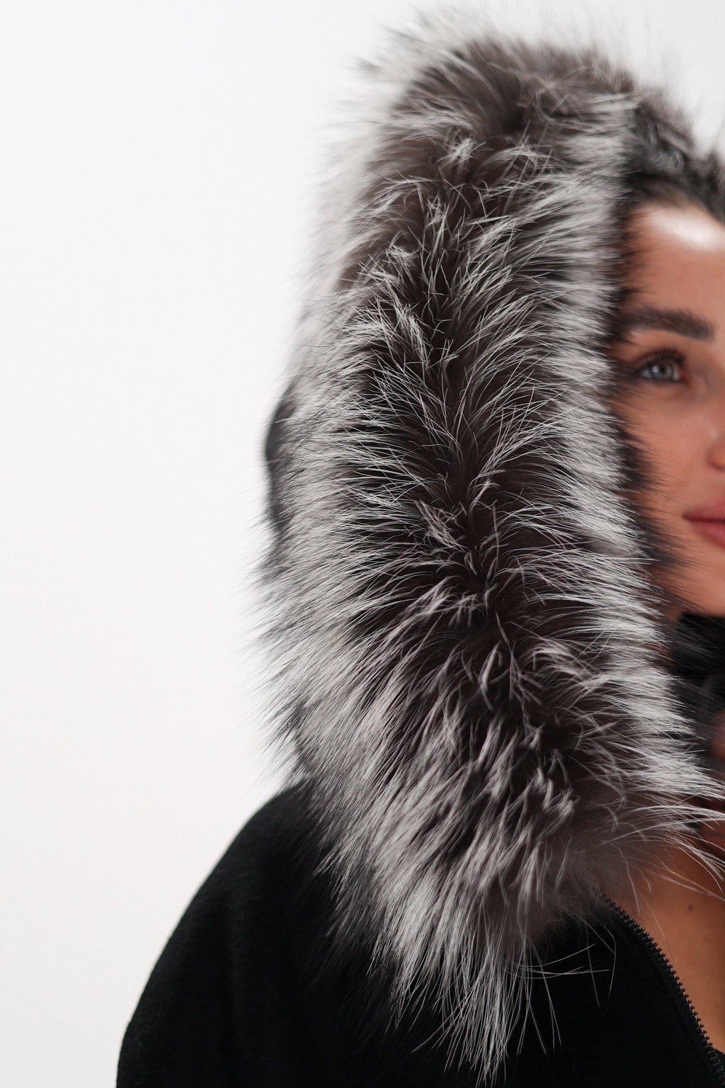 Saga®Furs Silver Fox Wool Cashmere Poncho Vest in Black