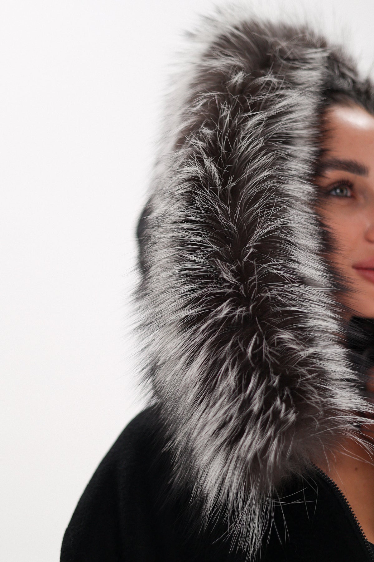 Saga®Furs Silver Fox Wool Cashmere Poncho Vest in Black