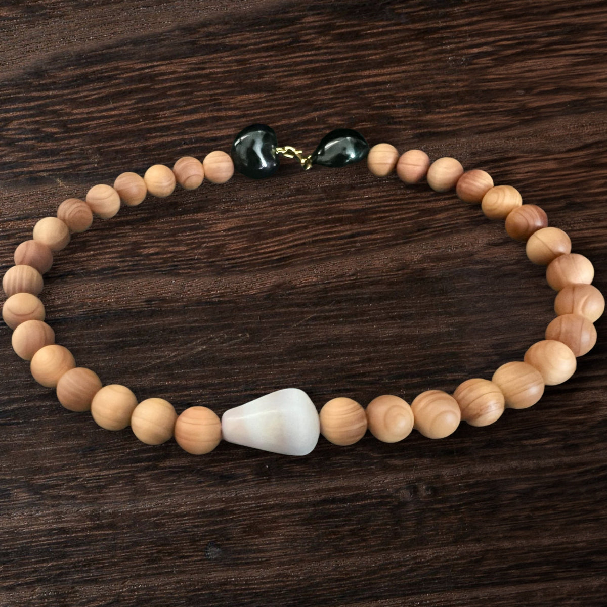 ‘Iliahi (Sandalwood), Floating Cone Shell, and Kukui Nut Necklace