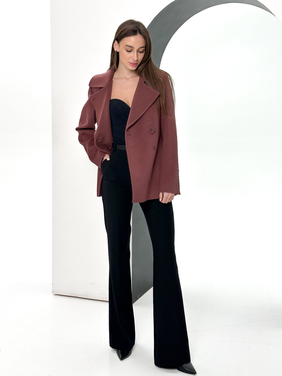 Lyndale Cashmere Wool Blend Coat in Sangria