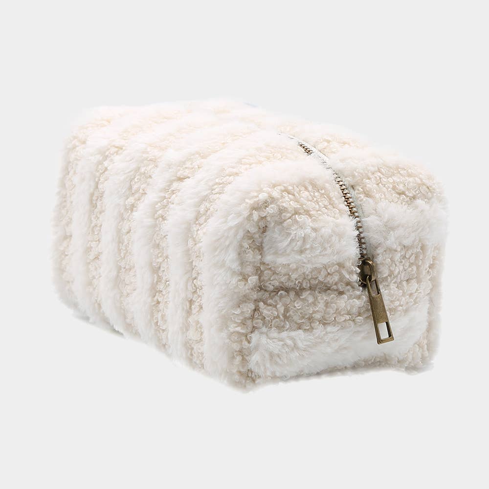Stripe Sherpa Pouch Bag