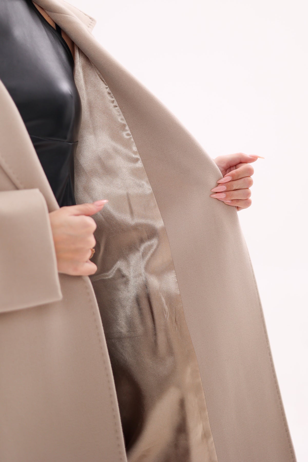 Toscana Leather Accent Cashmere Blend Overcoat