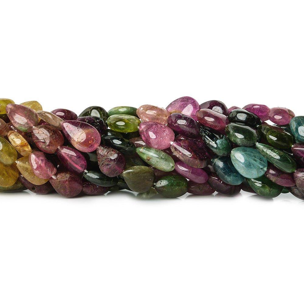 8x6-12x8mm Multi Color Tourmaline Plain Pears 39 beads 15 inch