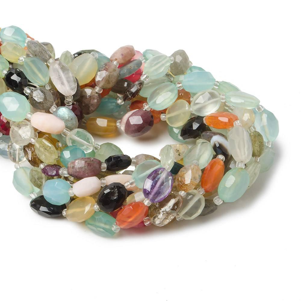 9-11mm Multi-Gemstone Faceted Oval Beads, 14 inch