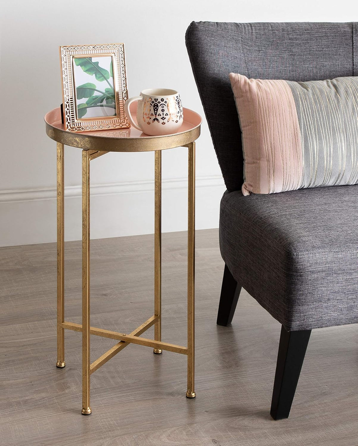 Celia Round Tray Table with White