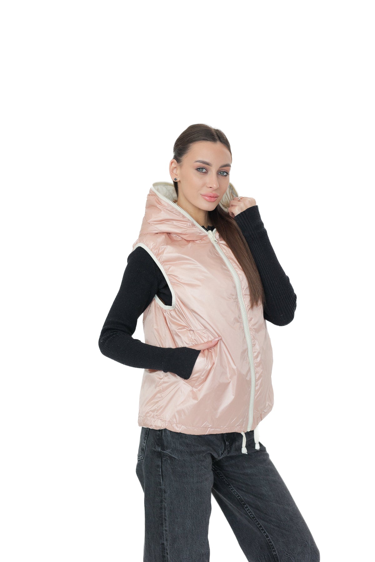 Reversible Light Insulated Vest Powder | Ivory