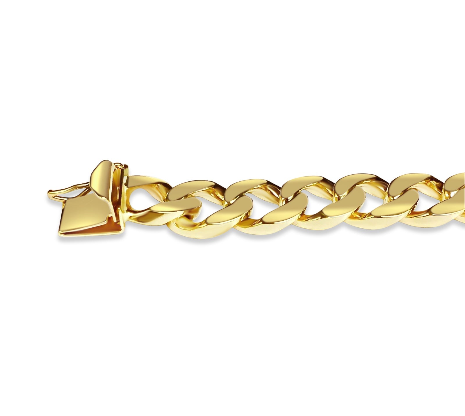 Curb Solid White/Yellow/Rose Gold Handmade Necklace , 9mm, 16-30 Inch