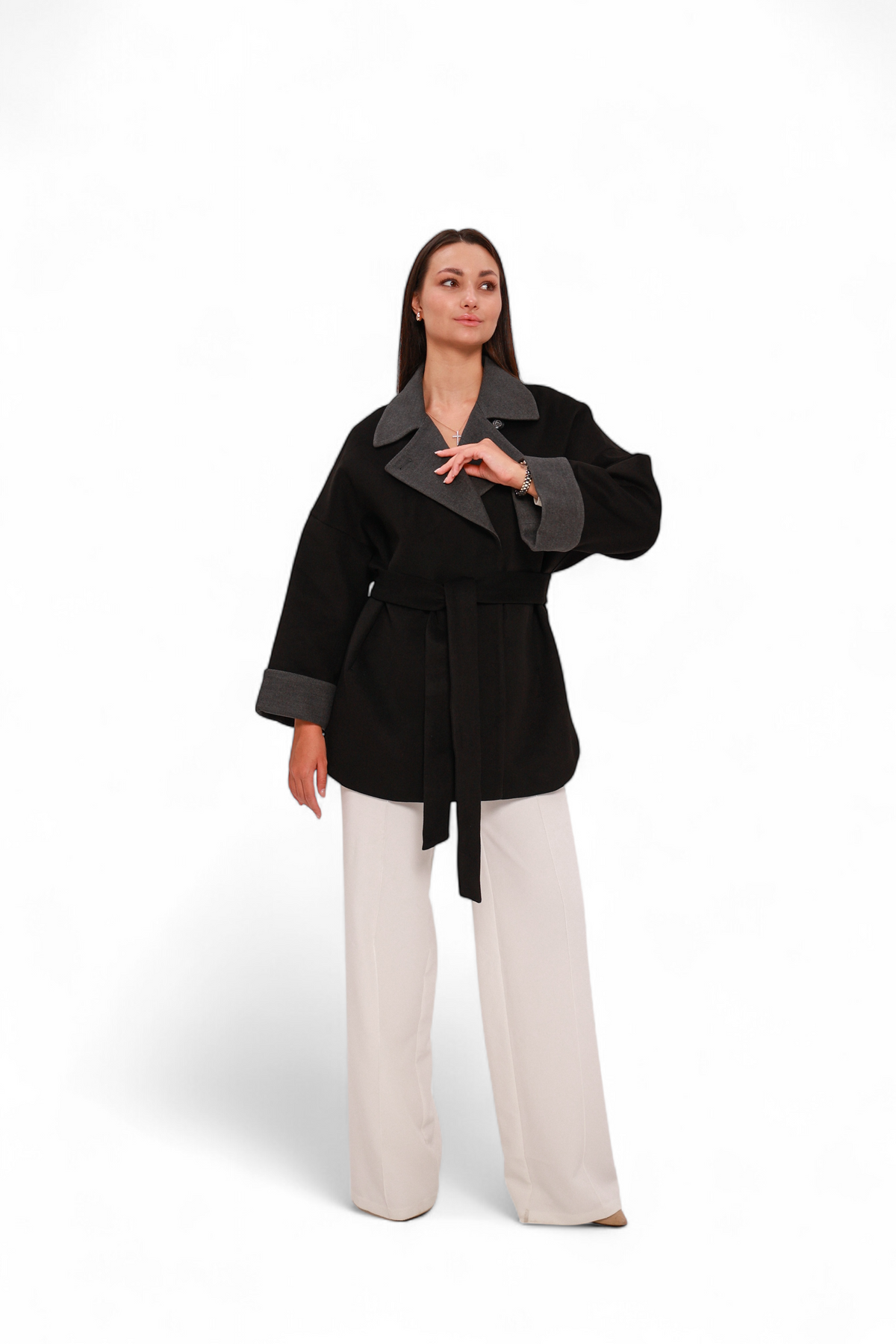 Sandro Cashmere Blend Overcoat in Black