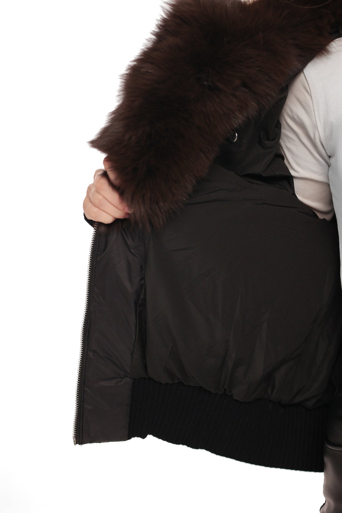 Onyx Genuine Fox Fur Vest-Lined Wool Blend Parka