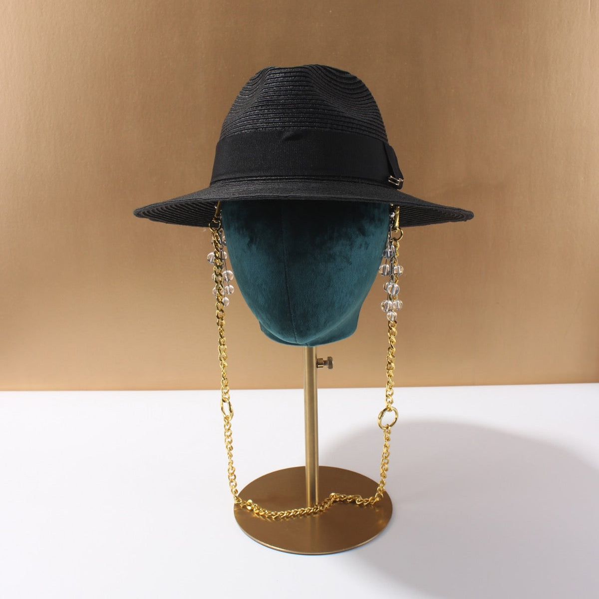 The Capri Fedora EUR" Gold Chain Edition in Black