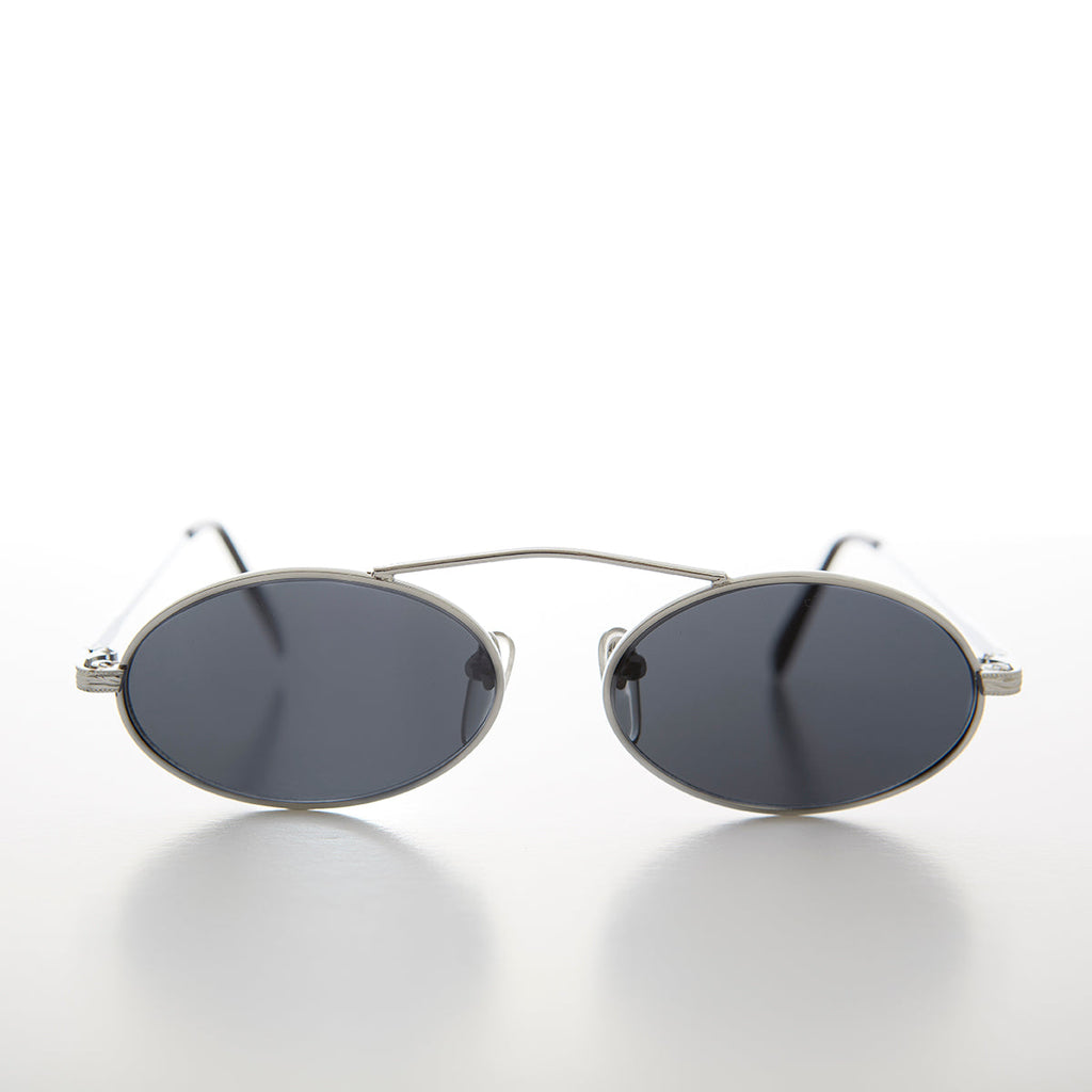 90s Oval Metal Aviator Sunglass with Floating Cross Bar - Avery