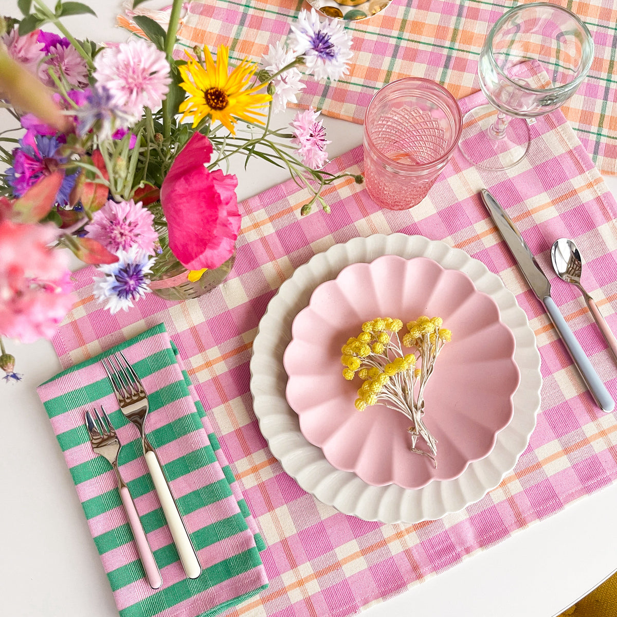 Archive NY Abigail Plaid Placemat in Bubblegum