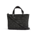All Black Small Woven Crossbody Bag - Black Leather