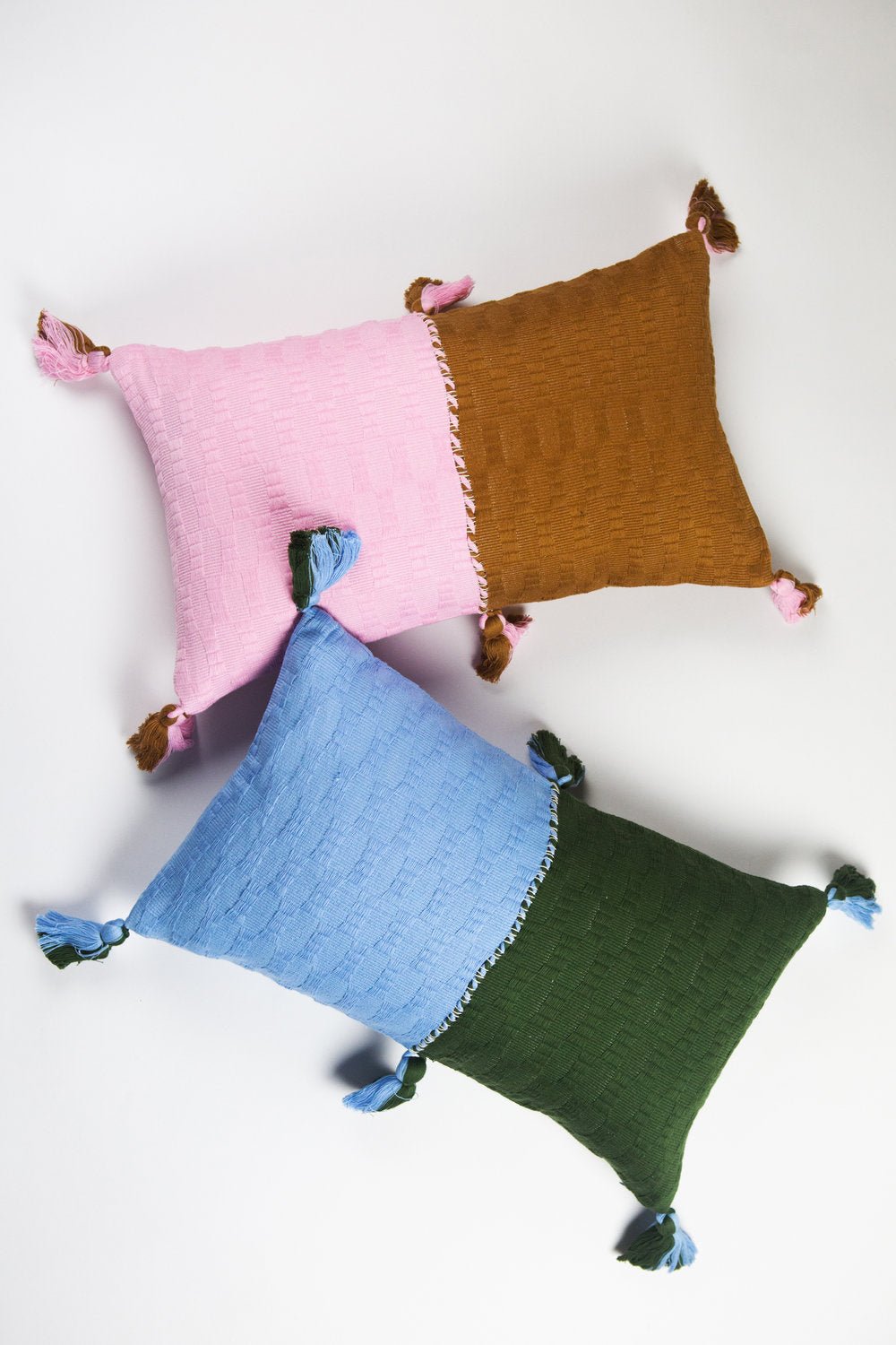 Antigua Pillow - Baby Pink and Umber Colorblocked