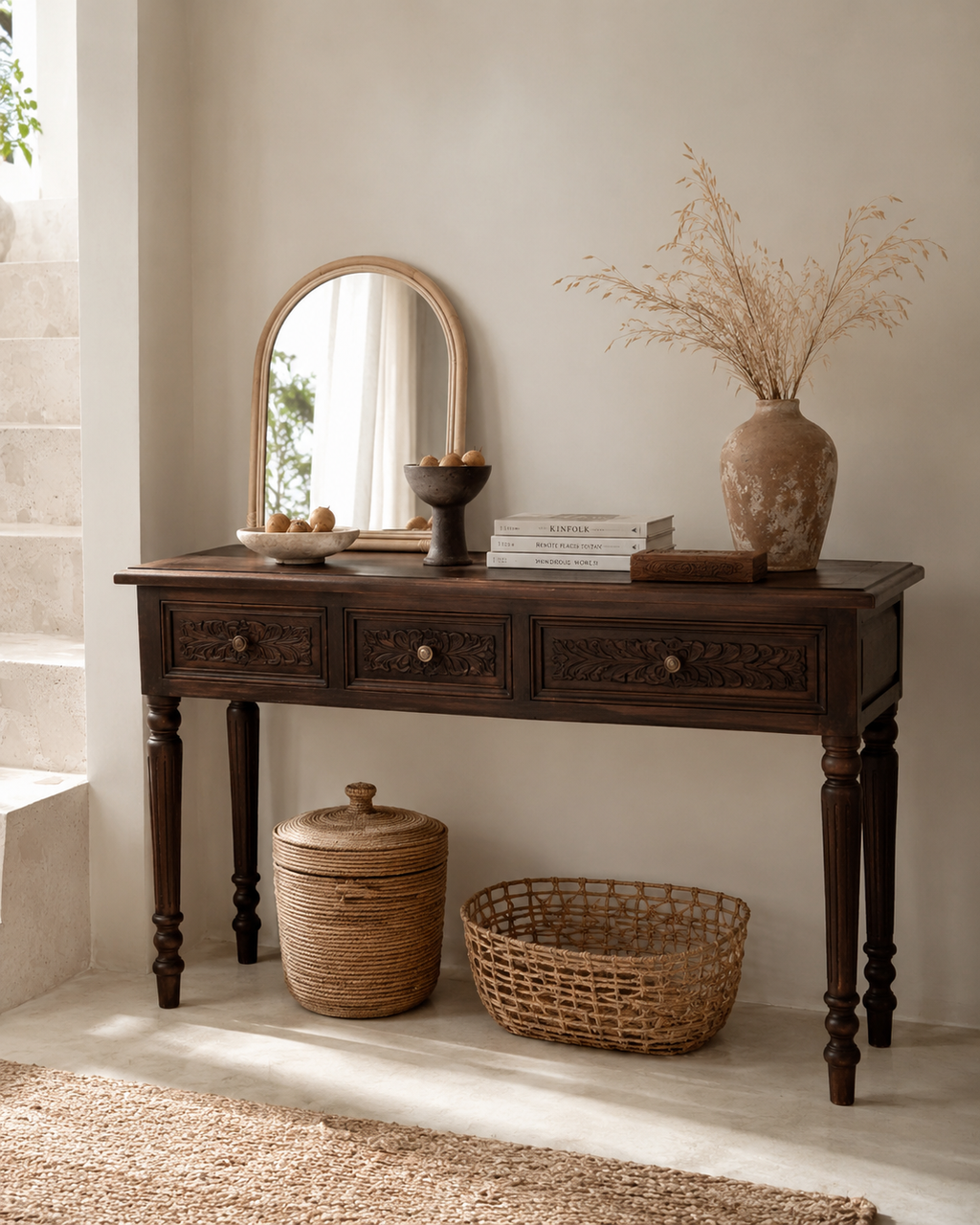 Arch Rattan Mirror