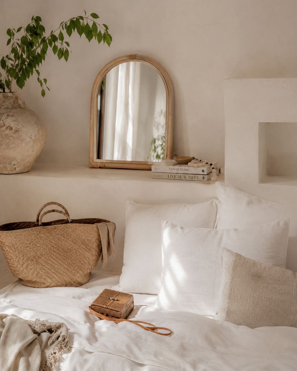 Arch Rattan Mirror