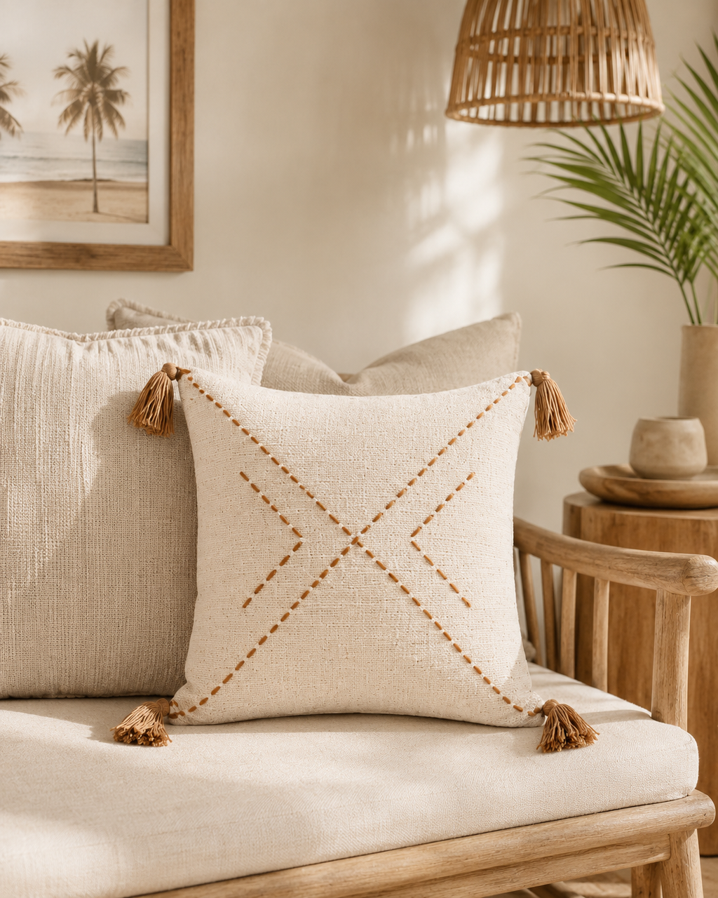 Ava Hand Stitched Cotton Pillows