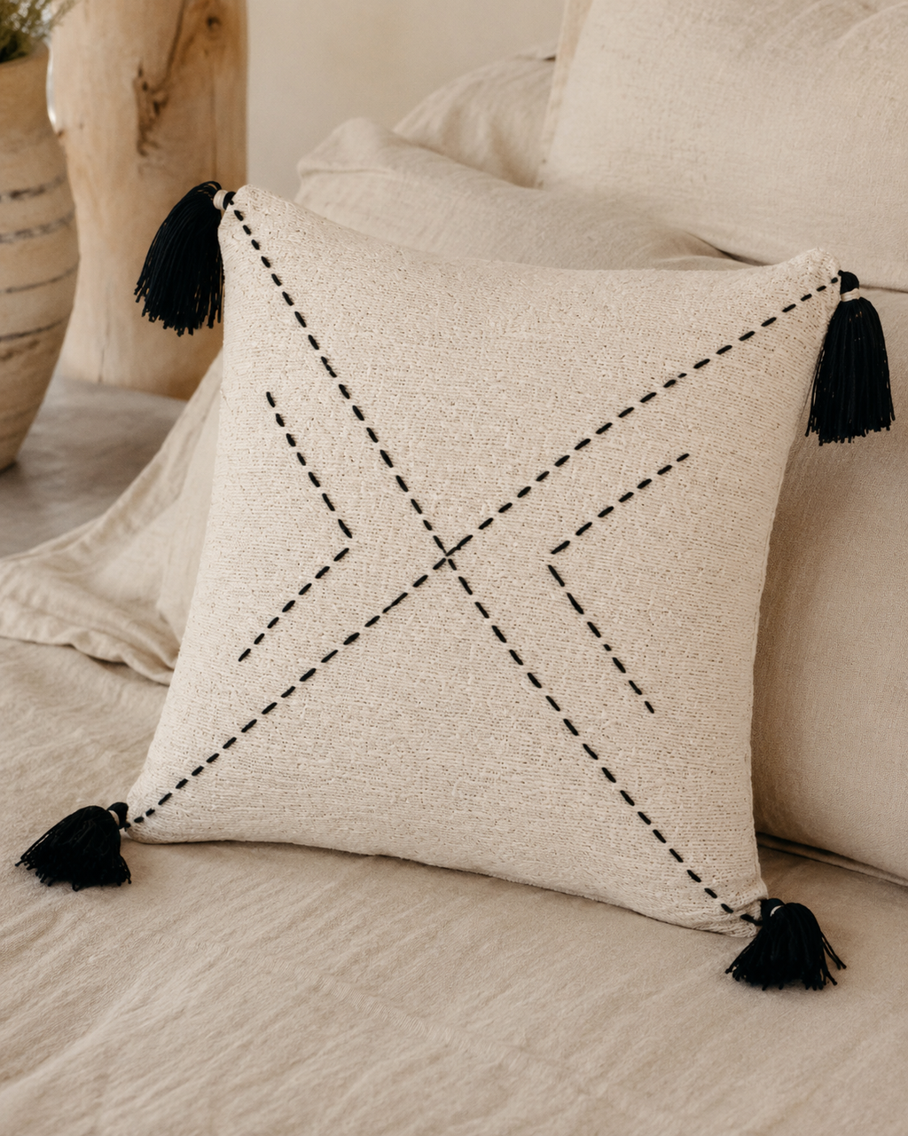 Ava Hand Stitched Cotton Pillows